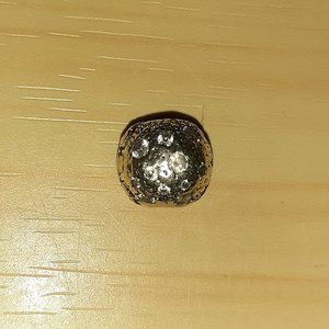 Silver Pandora Clip Charm with Rhinestone Accents